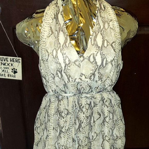 5/35 NWOT H&M DRESS SZ 8 DEEP V NECK SHEER PLEATED - Picture 4 of 7